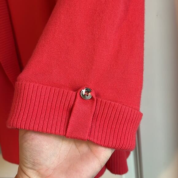 Avenue 3/4 Sleeve Open Front Coral Color Cardigan Seeater - Picture 5 of 11